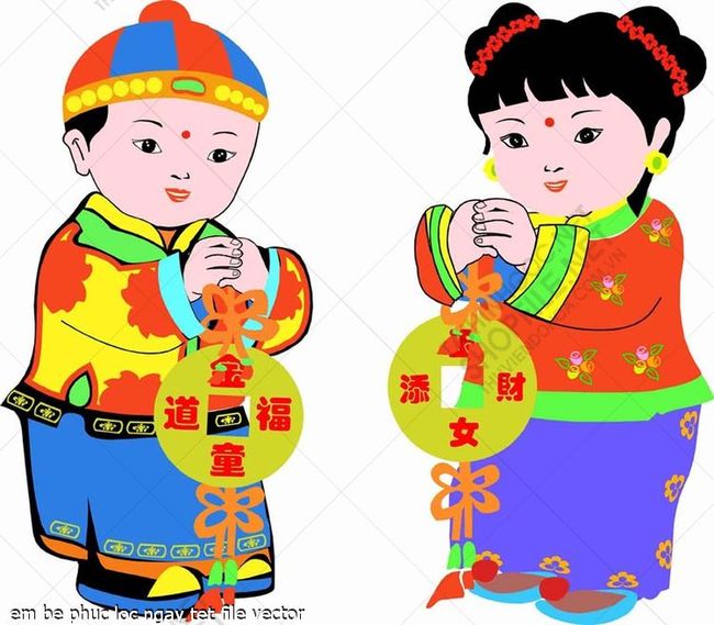 em be phuc loc ngay tet file vector